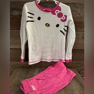 Hello Kitty White and Pink Long-Sleeve Pajama Set. Kids size 8